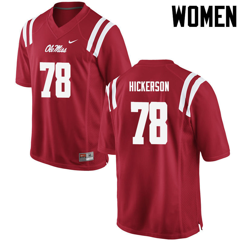 Women Ole Miss Rebels #78 Gene Hickerson College Football Jerseys-Red